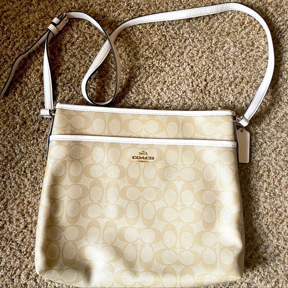 EUC Coach canvas and white file bag.